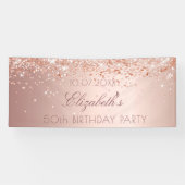Banderoles Anniversaire fête rose or rousse parties scintilla (Horizontal)