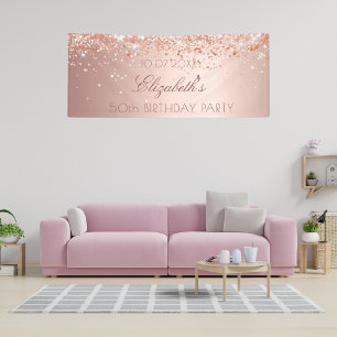 Banderoles Anniversaire fête rose or rousse parties scintilla