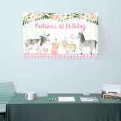 Banderoles Anniversaire floral d'animaux de ferme roses (Salon professionnel)