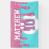 Banderoles Anniversaire Goutte de Baseball Rose (Vertical)