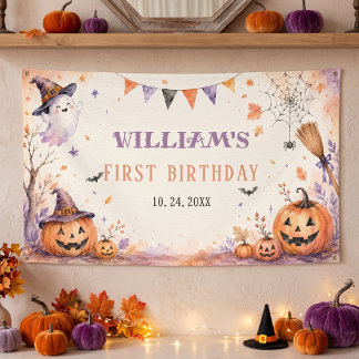Banderoles Anniversaire Halloween Citrouille Effrayante