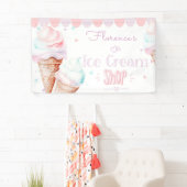 Banderoles Anniversaire Ice crème boutique pastel rose (En situation)