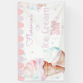 Banderoles Anniversaire Ice crème boutique pastel rose (Vertical)