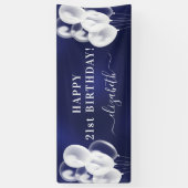 Banderoles Anniversaire marine bleu blanc ballons nom script (Vertical)
