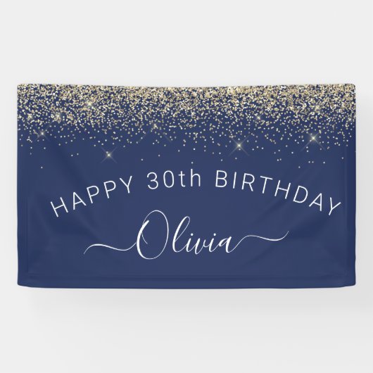 Banderoles Anniversaire Marine Blue Gold N'importe quelle Par (Horizontal)