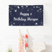 Banderoles Anniversaire Marine Blue Stars Script Personnalisé (En situation)