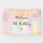 Banderoles Anniversaire minimaliste Pastel Rainbow Gold (Horizontal)
