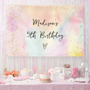 Banderoles Anniversaire minimaliste Pastel Rainbow Gold