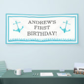 Banderoles Anniversaire nautique de bleu d'Ancre et de ciel (Salon professionnel)