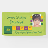 Banderoles Anniversaire n'importe quel âge ajouter nom photo  (Horizontal)