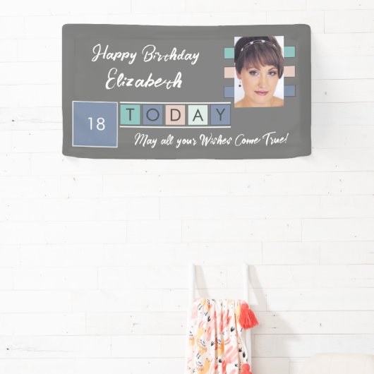 Banderoles Anniversaire n'importe quel âge ajouter nom photo (Insitu)