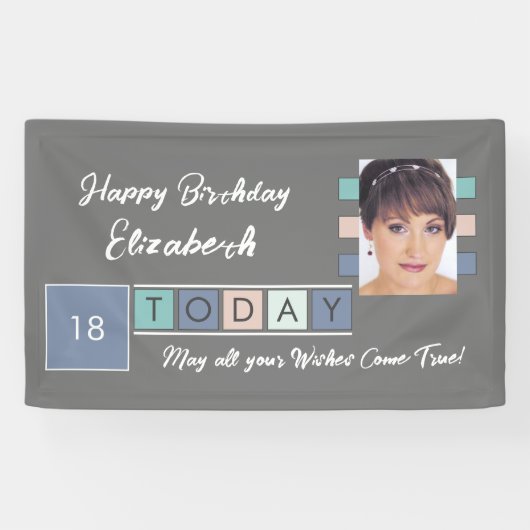 Banderoles Anniversaire n'importe quel âge ajouter nom photo (Horizontal)