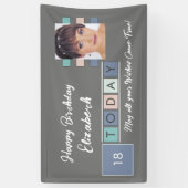 Banderoles Anniversaire n'importe quel âge ajouter nom photo (Vertical)