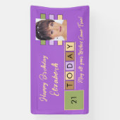 Banderoles Anniversaire n'importe quel âge ajouter nom photo (Verticale)