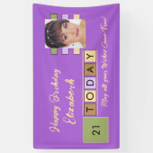 Banderoles Anniversaire n'importe quel âge ajouter nom photo (Vertical)