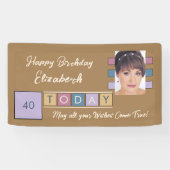 Banderoles Anniversaire n'importe quel âge ajouter photo nom  (Horizontal)