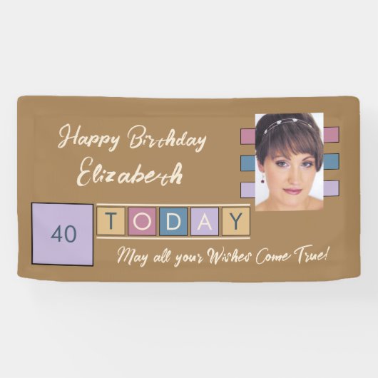 Banderoles Anniversaire n'importe quel âge ajouter photo nom  (Horizontal)