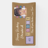 Banderoles Anniversaire n'importe quel âge ajouter photo nom  (Verticale)