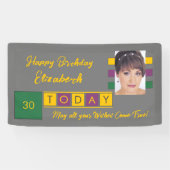 Banderoles Anniversaire n'importe quel âge ajouter photo nom  (Horizontal)