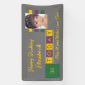 Banderoles Anniversaire n'importe quel âge ajouter photo nom  (Verticale)