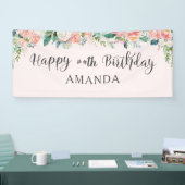 Banderoles Anniversaire N'IMPORTE QUEL ÂGE Aquarelle Blush Ro (Salon professionnel)