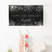 Banderoles Anniversaire noir argent parties scintillant monog (En situation)
