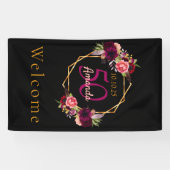 Banderoles Anniversaire noir fleurons géométriques or bordeau (Horizontal)