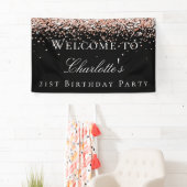 Banderoles Anniversaire noir rose or bienvenue (En situation)