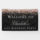 Banderoles Anniversaire noir rose or bienvenue (Horizontal)