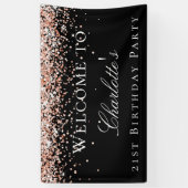 Banderoles Anniversaire noir rose or bienvenue (Vertical)