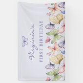 Banderoles Anniversaire Papillon Violet (Vertical)