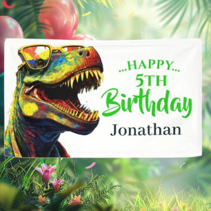 Banderoles Anniversaire passionnant sur le thème Dino