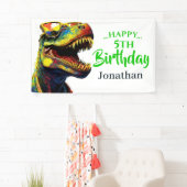 Banderoles Anniversaire passionnant sur le thème Dino (En situation)
