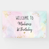 Banderoles Anniversaire Pastel Rainbow Pink Gold (Horizontal)