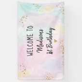 Banderoles Anniversaire Pastel Rainbow Pink Gold (Vertical)