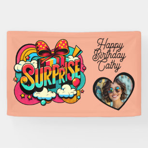 Banderoles Anniversaire Personnalisé avec Surprise Rétro Pop