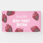 Banderoles Anniversaire personnalisé de fraises (Horizontal)