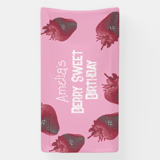 Banderoles Anniversaire personnalisé de fraises (Verticale)