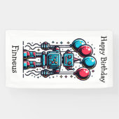 Banderoles Anniversaire personnalisé sur le thème des robots (Horizontal)