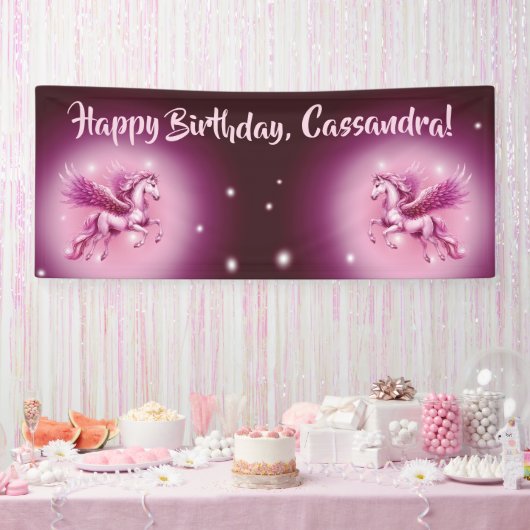 Banderoles Anniversaire Pink Pegasus Design Imaginaire (Fête)