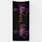 Banderoles anniversaire pourpre de squelette d'Air guitar (Vertical)