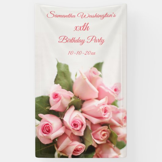 Banderoles Anniversaire romantique de bouquet de rose de rose (Vertical)
