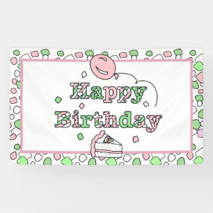 Banderoles Anniversaire rose et verte