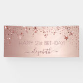 Banderoles Anniversaire rose or étoiles rose brillant (Horizontal)