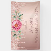 Banderoles Anniversaire rose parties scintillant or gouttes r (Vertical)