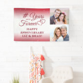 Banderoles Anniversaire Ruby Hearts ANNÉES À JAMAIS (En situation)