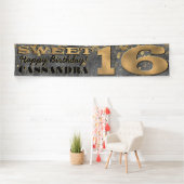 Banderoles Anniversaire seize ans | Huile d'or et Parties sci (En situation)