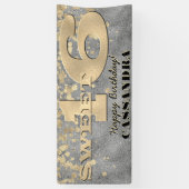 Banderoles Anniversaire seize ans | Huile d'or et Parties sci (Vertical)