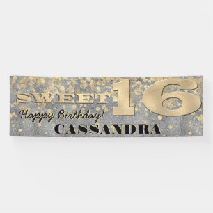 Banderoles Anniversaire seize ans Huile d'or et Parties scin
