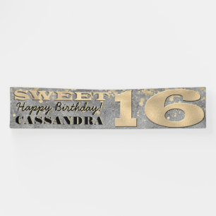Banderoles Anniversaire seize ans  Huile d'or et Parties scin